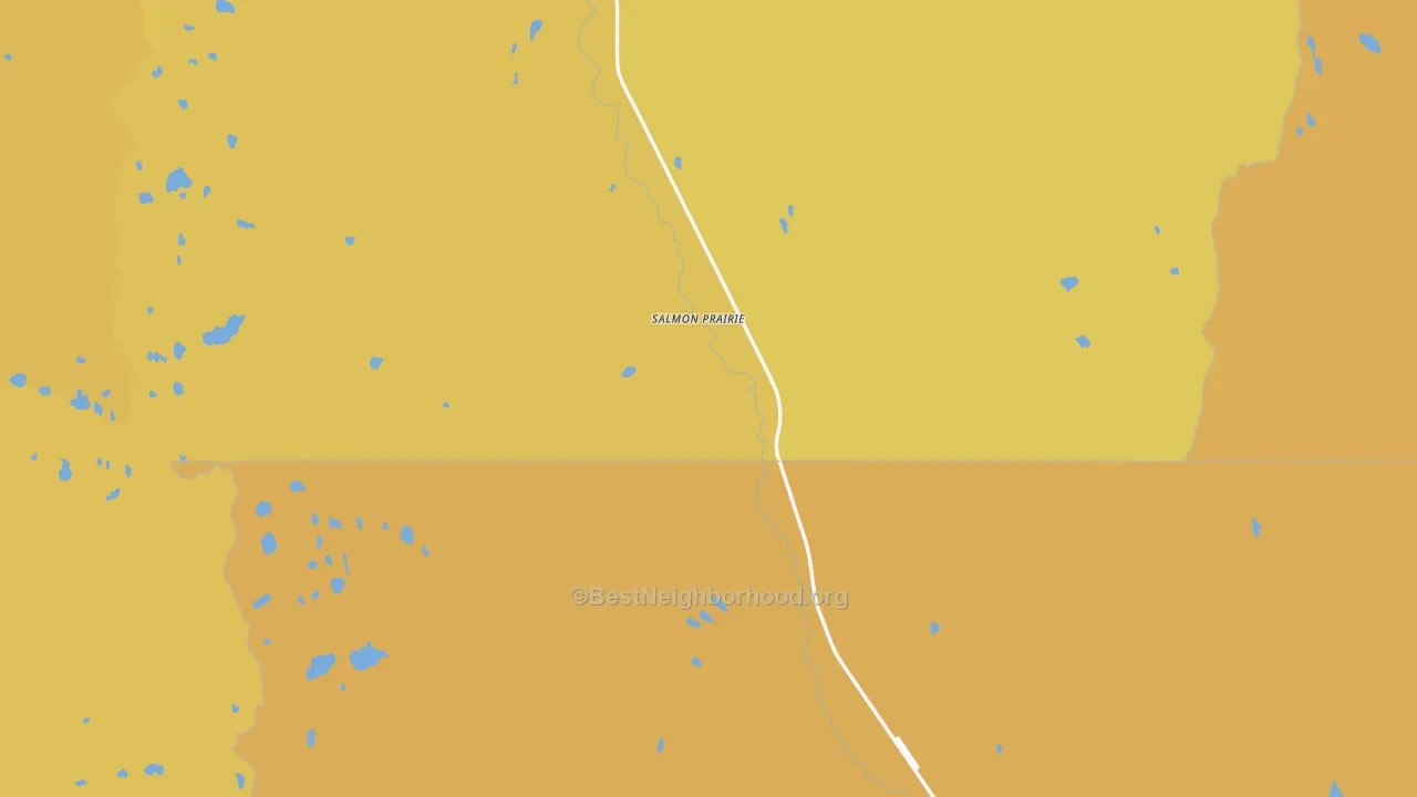 Map of the best neighborhoods in the Salmon Prairie area, with better matches in green and worse matches in red