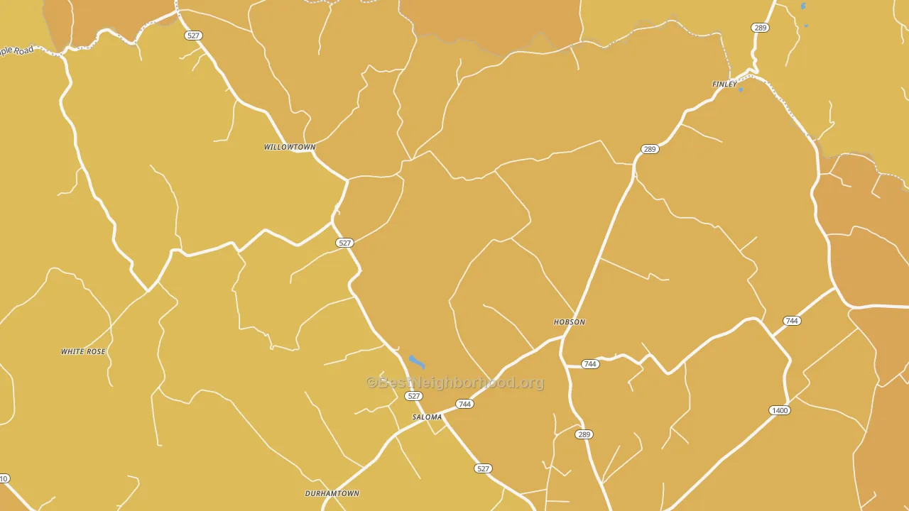 Map of the best neighborhoods in the Saloma area, with better matches in green and worse matches in red