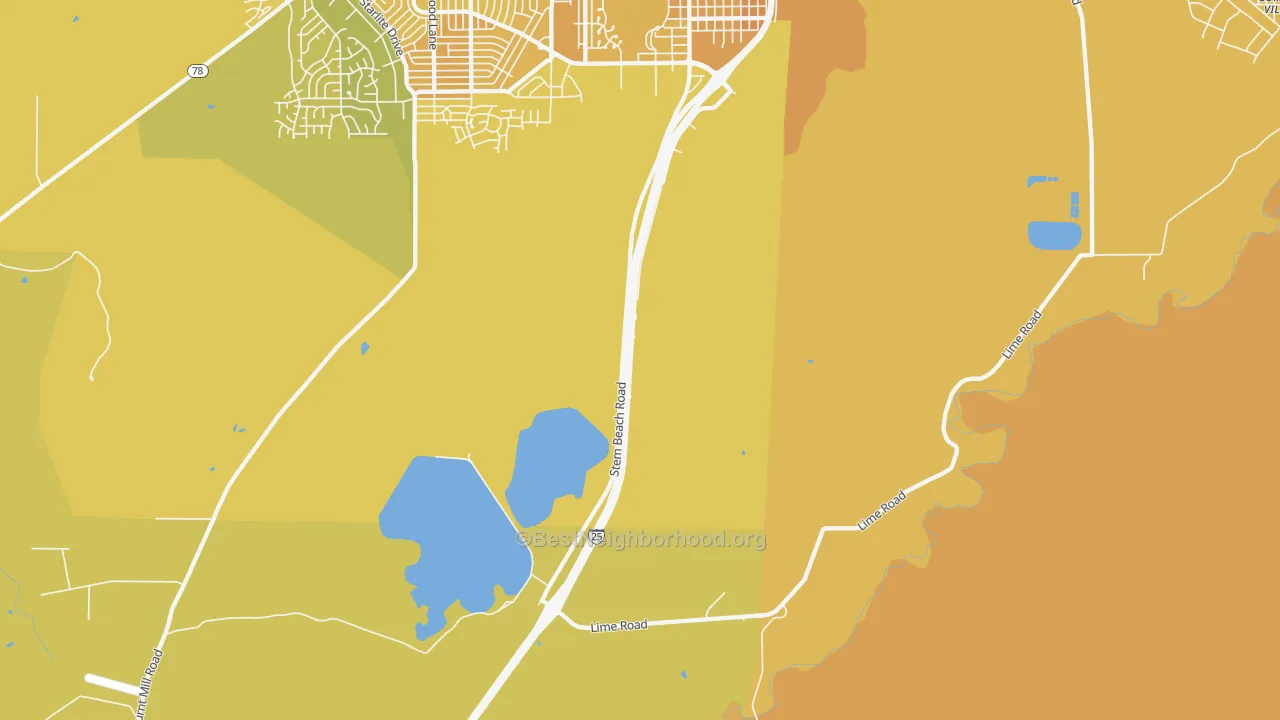 Map of the best neighborhoods in the Salt Creek area, with better matches in green and worse matches in red