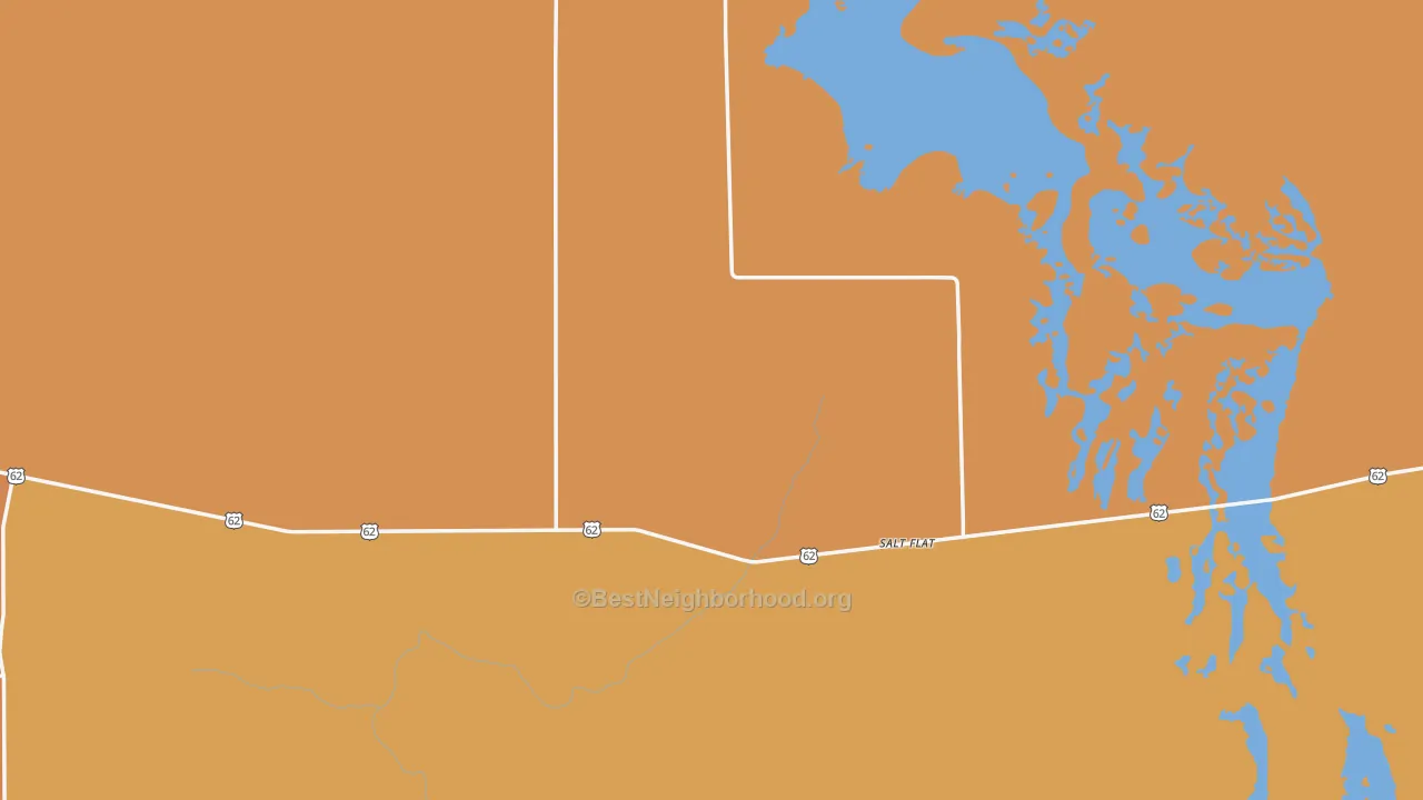 Map of the best neighborhoods in the Salt Flat area, with better matches in green and worse matches in red
