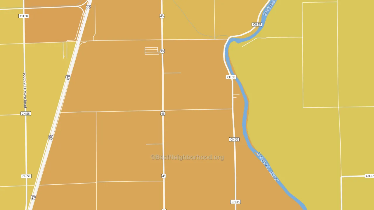 Map of the best neighborhoods in the Sammons Point area, with better matches in green and worse matches in red