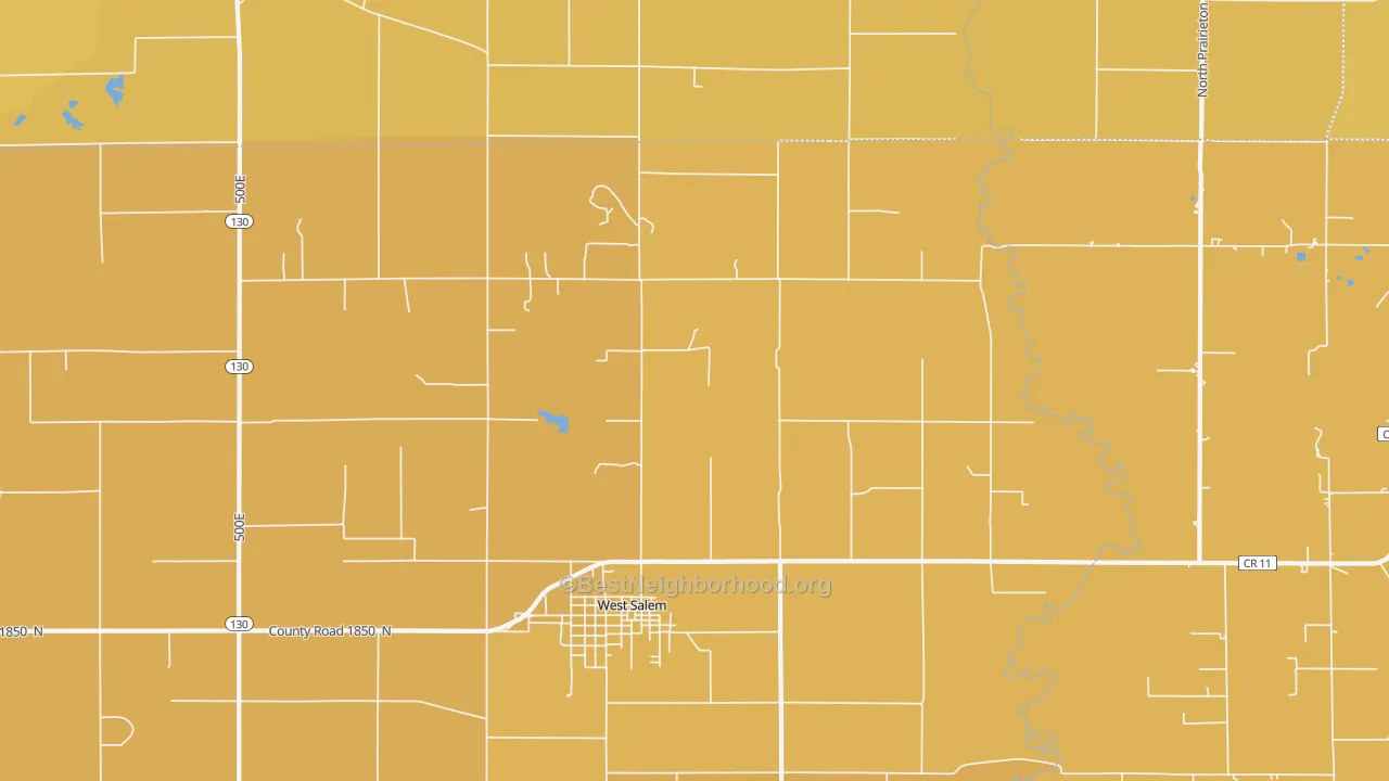 Map of the best neighborhoods in the Samsville area, with better matches in green and worse matches in red