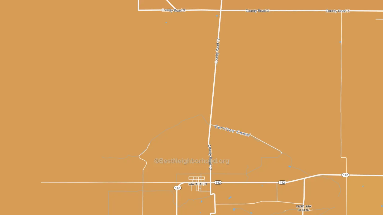 Map of the best neighborhoods in the San Acacio area, with better matches in green and worse matches in red