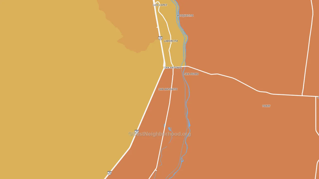 Map of the best neighborhoods in the San Antonio area, with better matches in green and worse matches in red