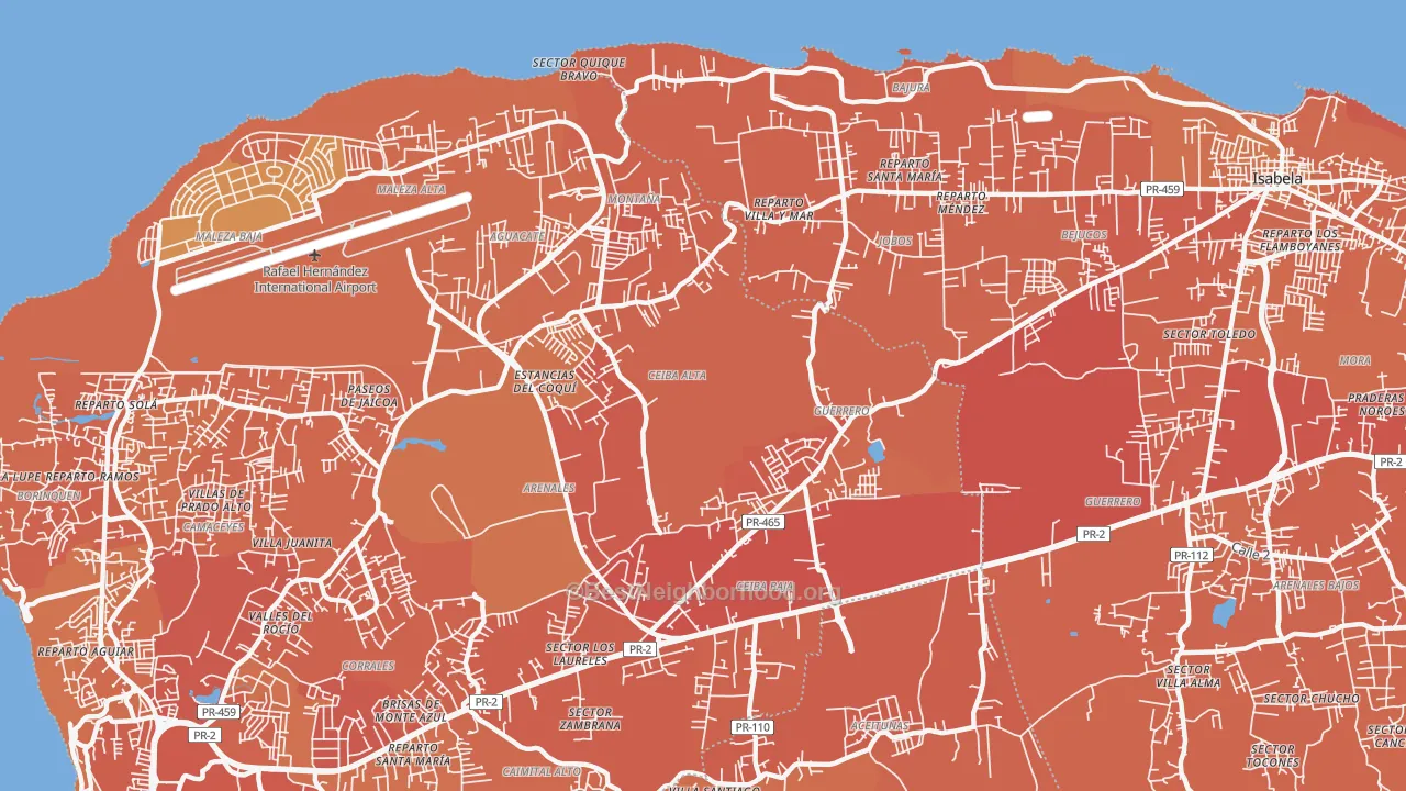 Map of the best neighborhoods in the San Antonio area, with better matches in green and worse matches in red
