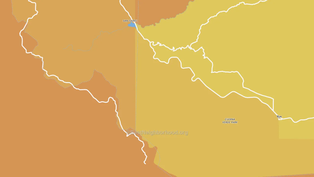 Map of the best neighborhoods in the San Isabel area, with better matches in green and worse matches in red