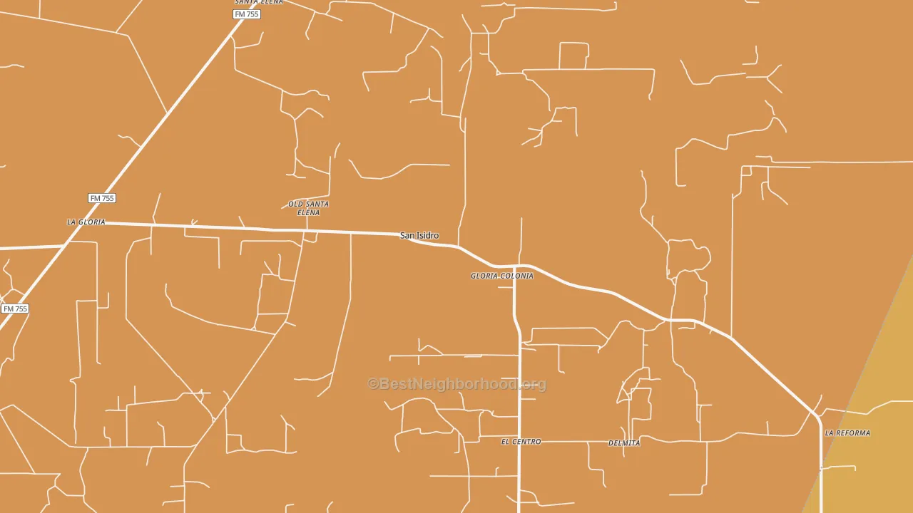 Map of the best neighborhoods in the San Isidro area, with better matches in green and worse matches in red
