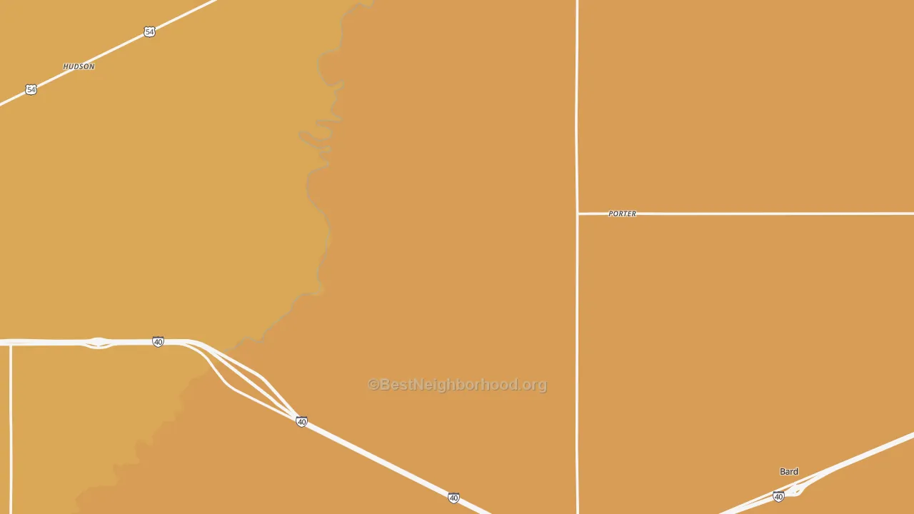 Map of the best neighborhoods in the San Jon area, with better matches in green and worse matches in red