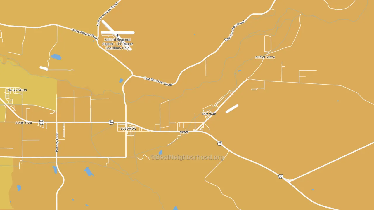 Map of the best neighborhoods in the San Jose area, with better matches in green and worse matches in red