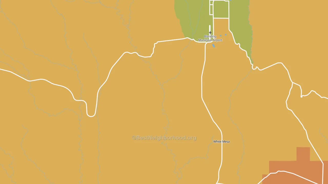 Map of the best neighborhoods in the San Juan County area, with better matches in green and worse matches in red