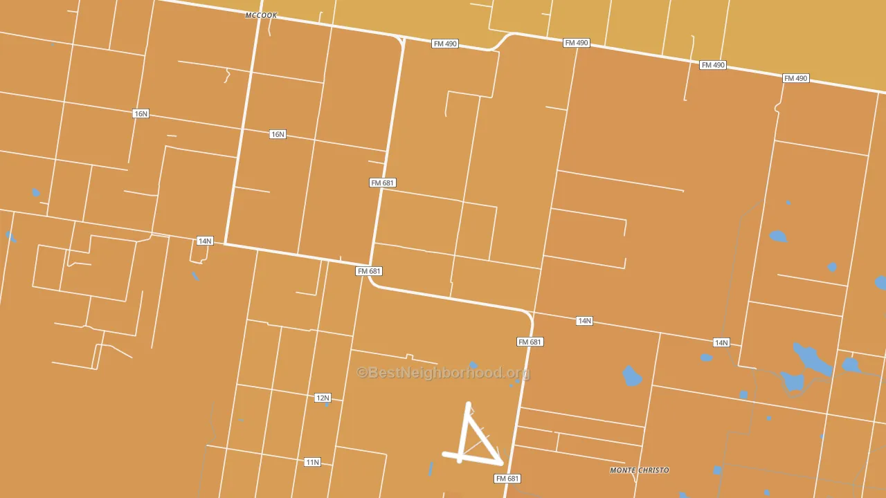 Map of the best neighborhoods in the San Manuel-Linn area, with better matches in green and worse matches in red