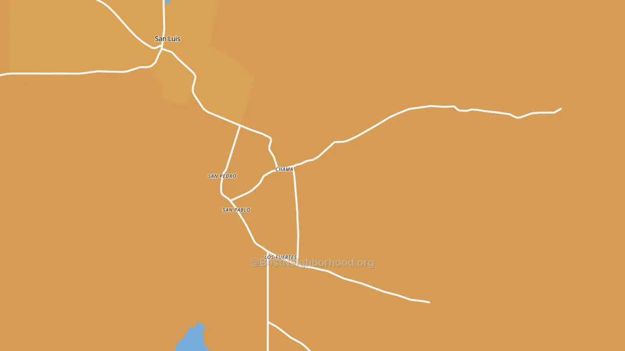 Map of the best neighborhoods in the San Pablo area, with better matches in green and worse matches in red