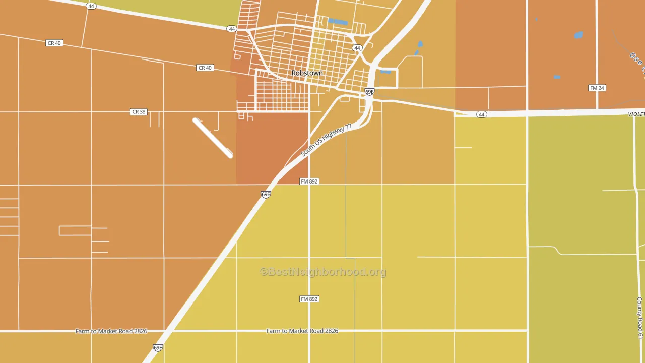 Map of the best neighborhoods in the San Pedro area, with better matches in green and worse matches in red