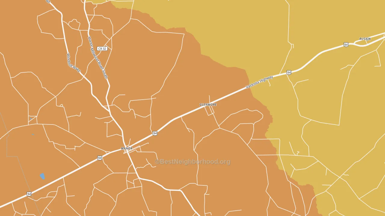 Map of the best neighborhoods in the Sand Hill area, with better matches in green and worse matches in red