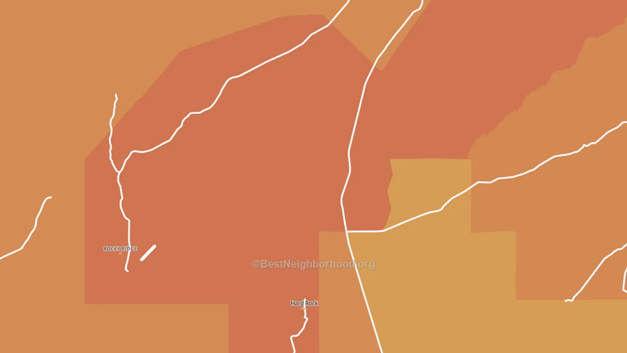 Map of the best neighborhoods in the Sand Springs area, with better matches in green and worse matches in red