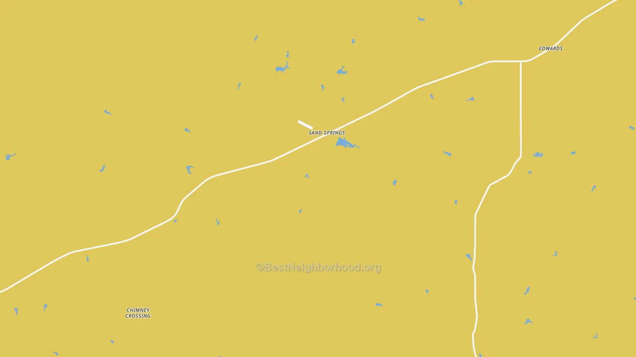 Map of the best neighborhoods in the Sand Springs area, with better matches in green and worse matches in red