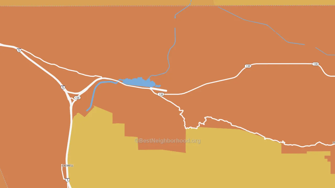 Map of the best neighborhoods in the Sandberg area, with better matches in green and worse matches in red
