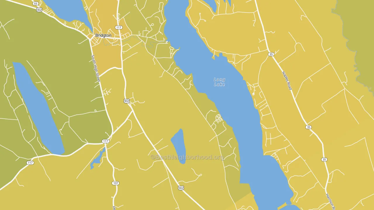 Map of the best neighborhoods in the Sandy Creek area, with better matches in green and worse matches in red