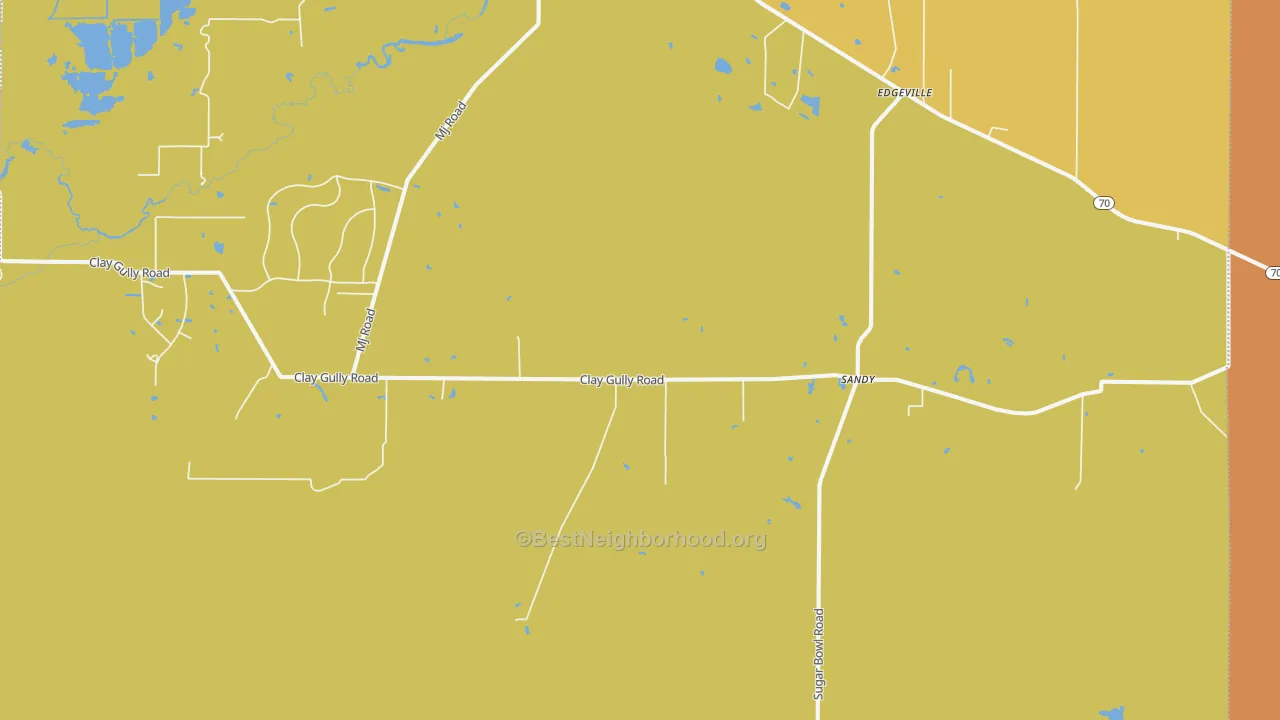 Map of the best neighborhoods in the Sandy area, with better matches in green and worse matches in red