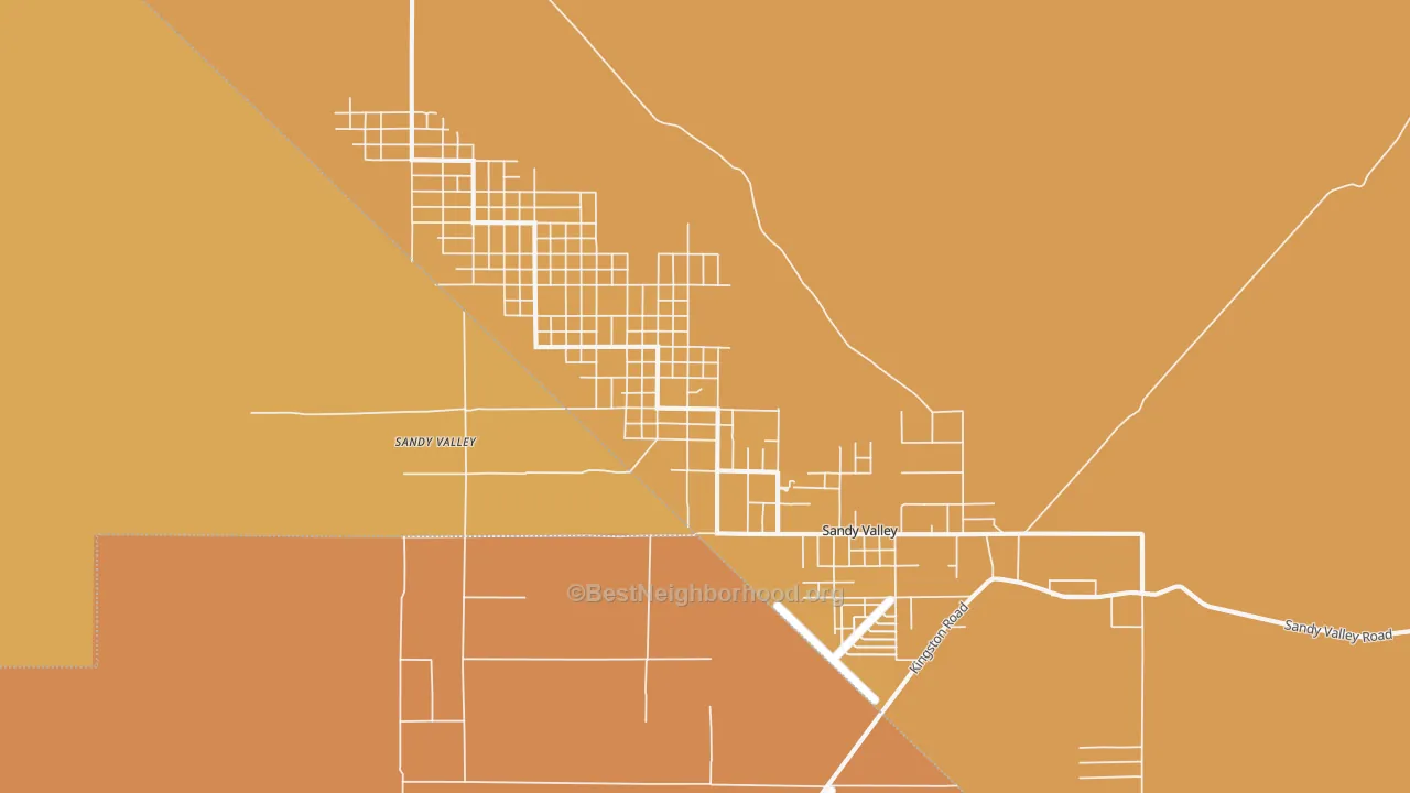 Map of the best neighborhoods in the Sandy Valley area, with better matches in green and worse matches in red