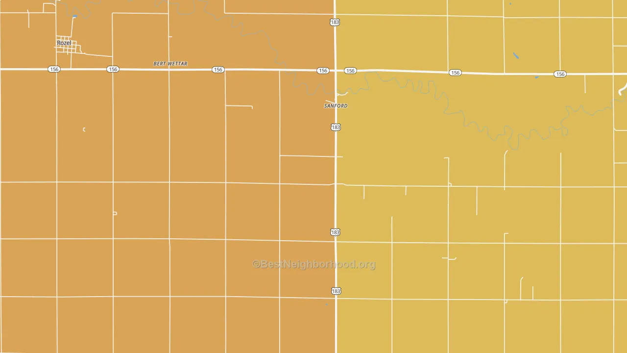 Map of the best neighborhoods in the Sanford area, with better matches in green and worse matches in red
