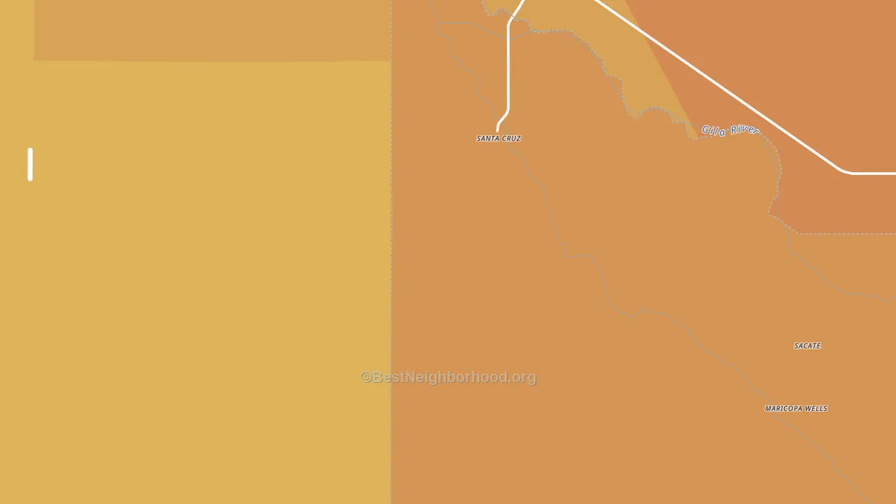 Map of the best neighborhoods in the Santa Cruz area, with better matches in green and worse matches in red