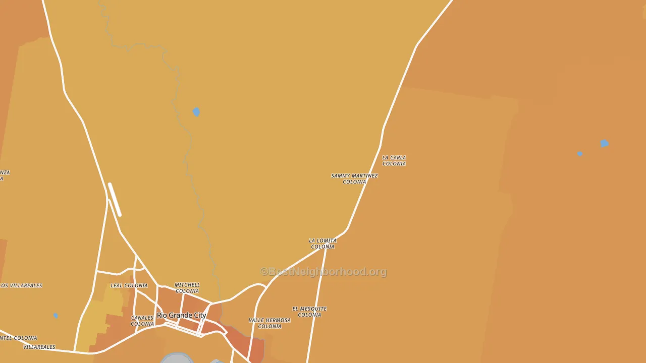 Map of the best neighborhoods in the Santa Cruz area, with better matches in green and worse matches in red