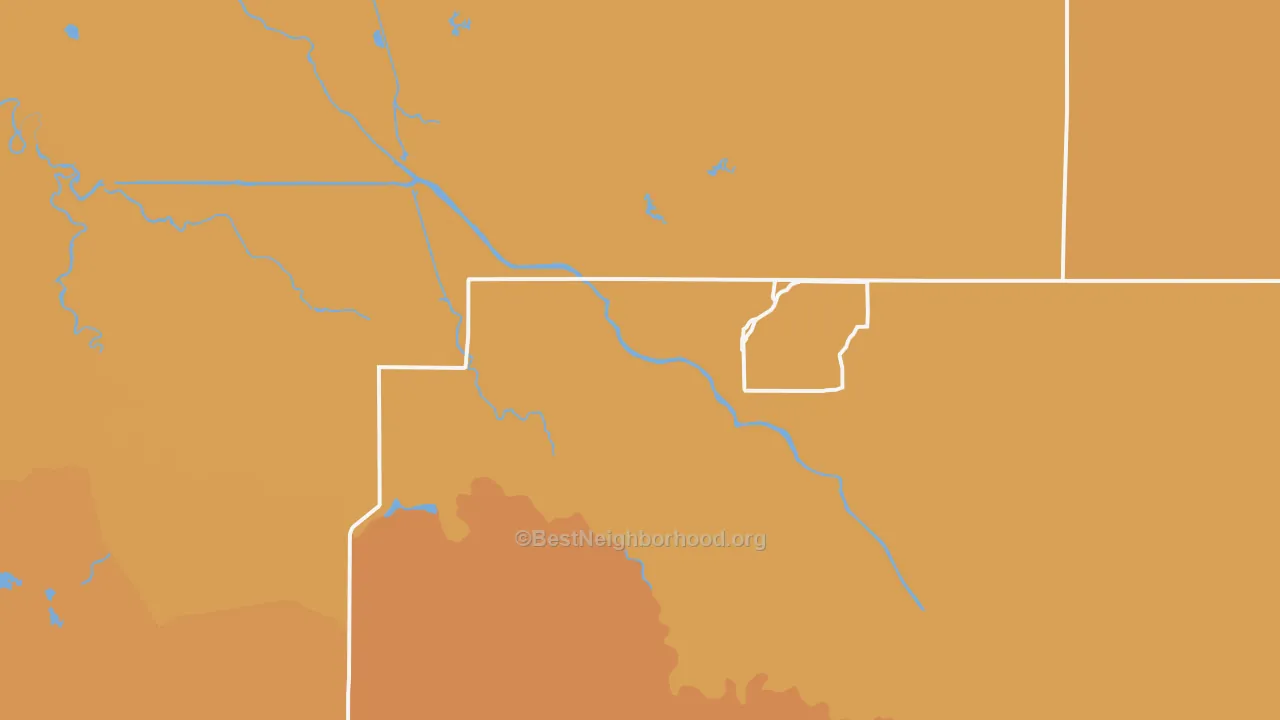 Map of the best neighborhoods in the Santa Rita Park area, with better matches in green and worse matches in red