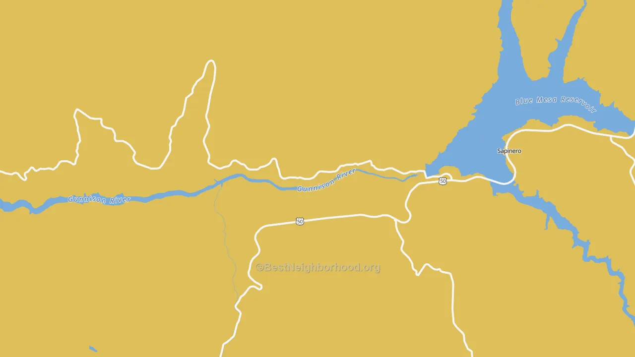 Map of the best neighborhoods in the Sapinero area, with better matches in green and worse matches in red