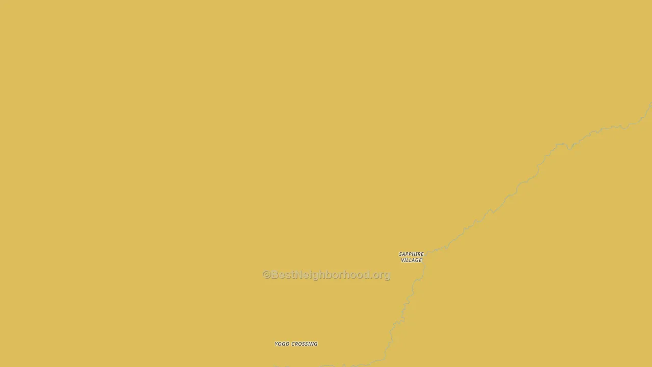 Map of the best neighborhoods in the Sapphire Village area, with better matches in green and worse matches in red