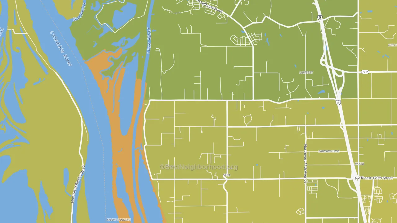 Map of the best neighborhoods in the Sara area, with better matches in green and worse matches in red