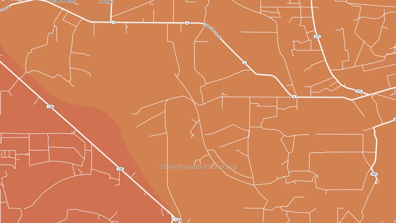 Map of the best neighborhoods in the Saranac area, with better matches in green and worse matches in red