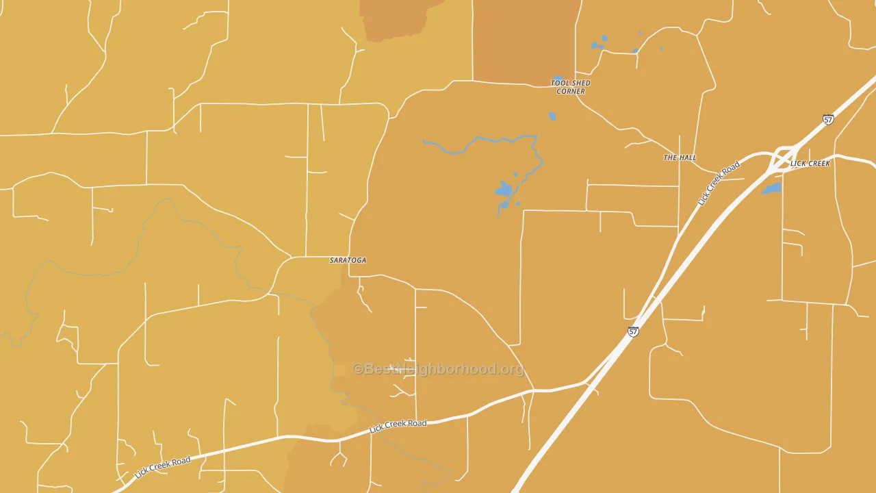 Map of the best neighborhoods in the Saratoga area, with better matches in green and worse matches in red