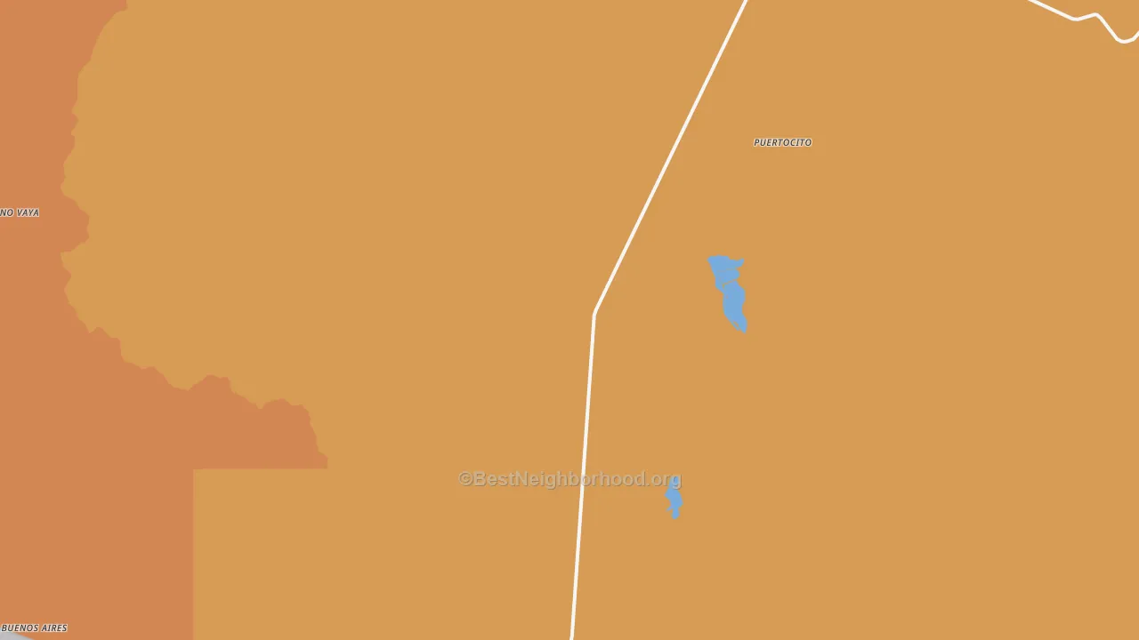 Map of the best neighborhoods in the Sasabe area, with better matches in green and worse matches in red