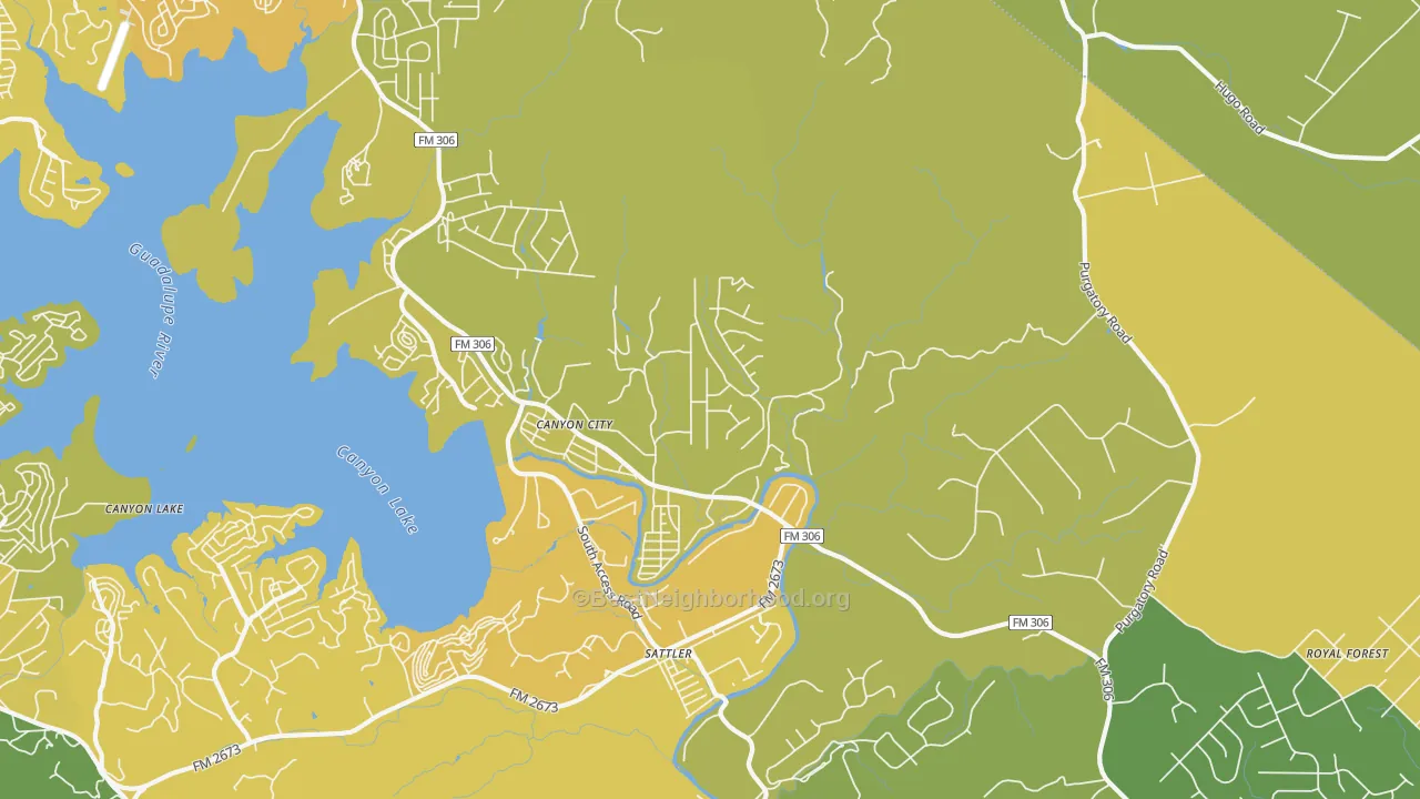 Map of the best neighborhoods in the Sattler area, with better matches in green and worse matches in red