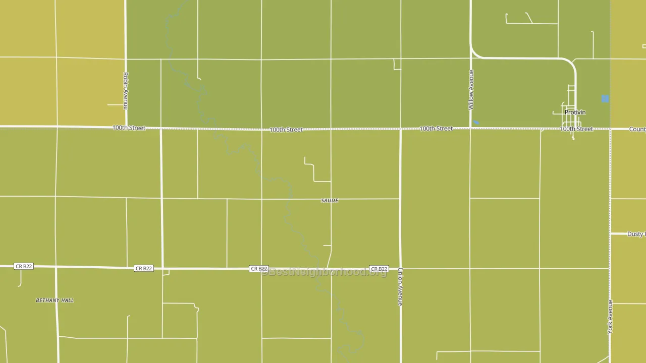 Map of the best neighborhoods in the Saude area, with better matches in green and worse matches in red