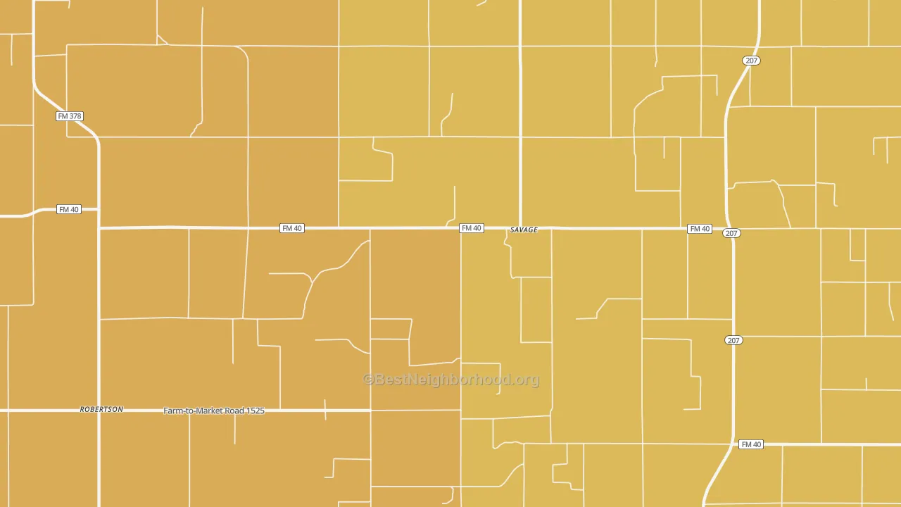 Map of the best neighborhoods in the Savage area, with better matches in green and worse matches in red