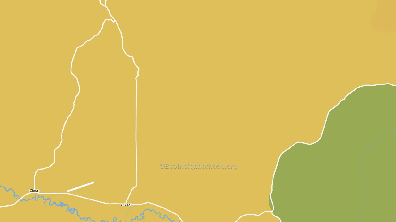 Map of the best neighborhoods in the Savery area, with better matches in green and worse matches in red