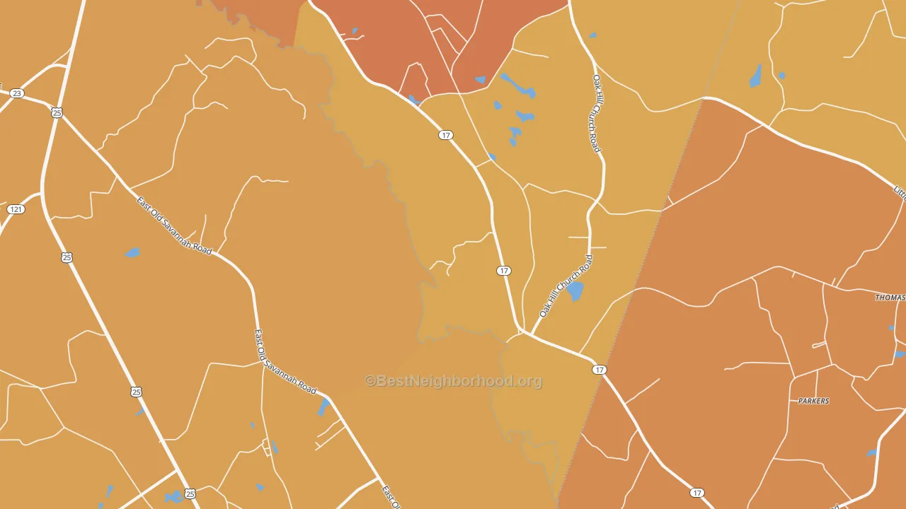Map of the best neighborhoods in the Scarboro area, with better matches in green and worse matches in red