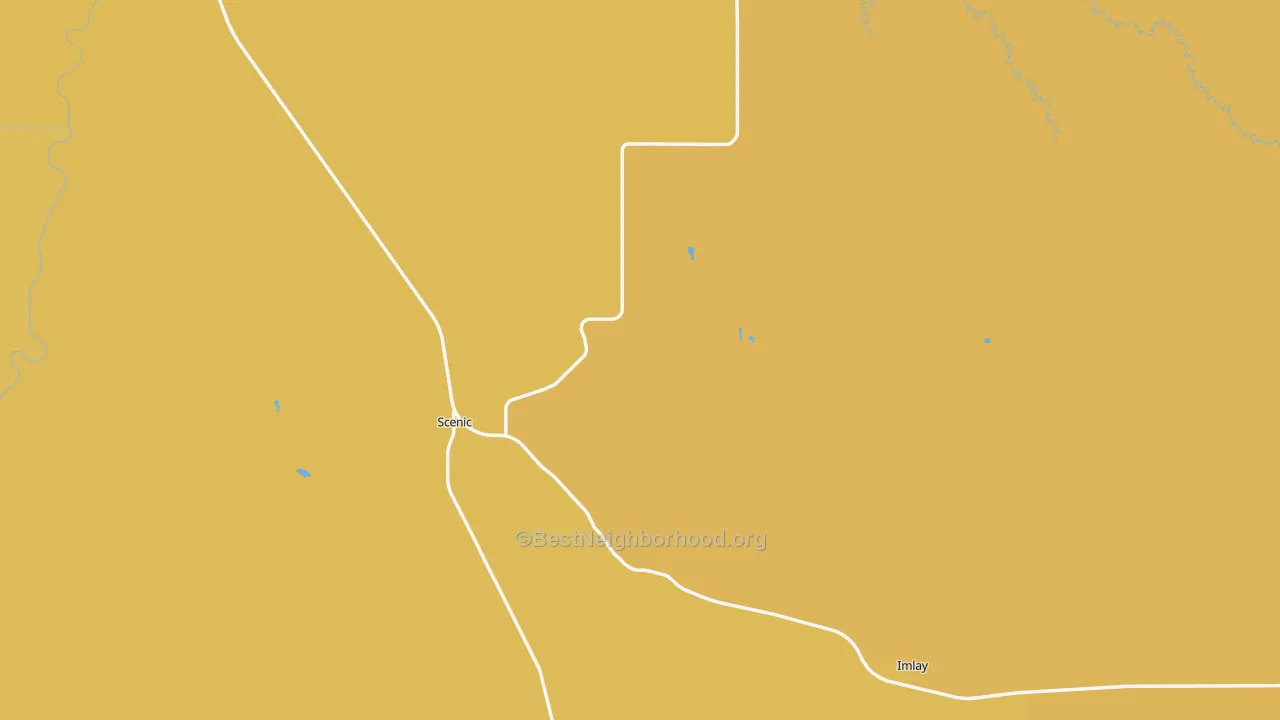 Map of the best neighborhoods in the Scenic area, with better matches in green and worse matches in red
