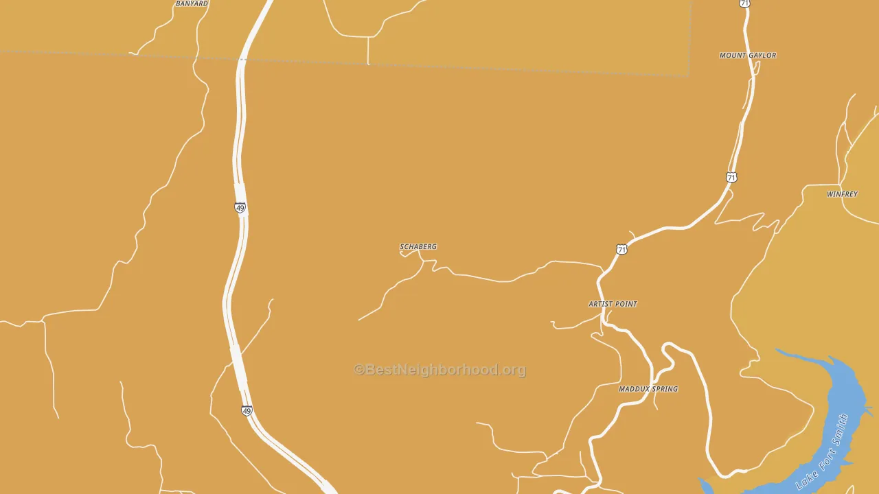 Map of the best neighborhoods in the Schaberg area, with better matches in green and worse matches in red