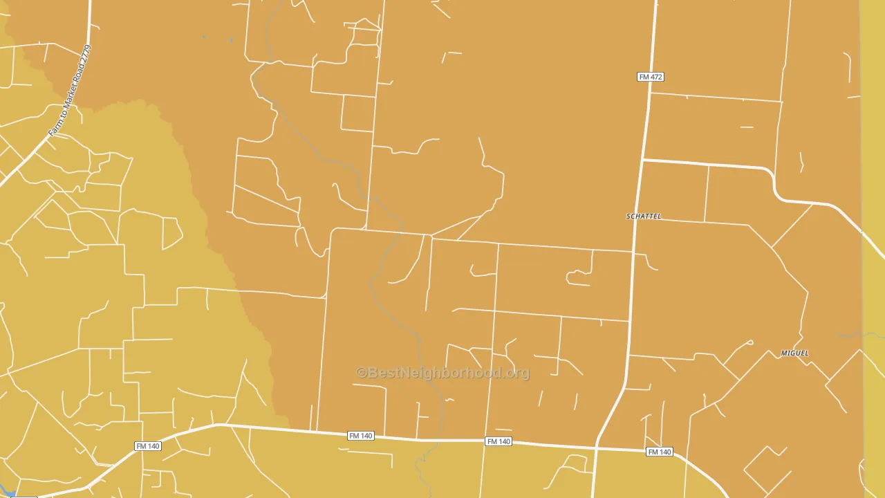 Map of the best neighborhoods in the Schattel area, with better matches in green and worse matches in red