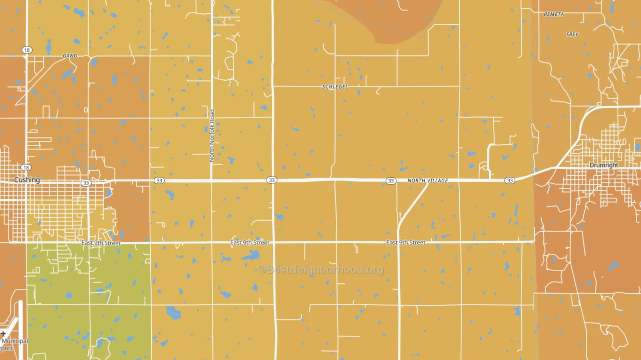 Map of the best neighborhoods in the Schlegel area, with better matches in green and worse matches in red