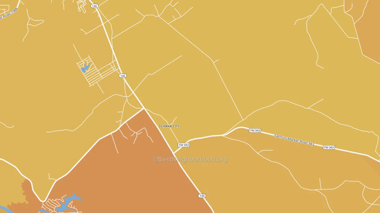 Map of the best neighborhoods in the Schwab City area, with better matches in green and worse matches in red