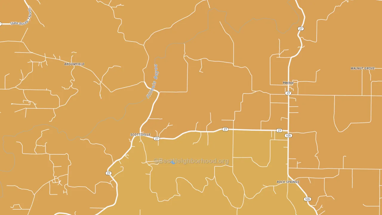 Map of the best neighborhoods in the Scottsville area, with better matches in green and worse matches in red