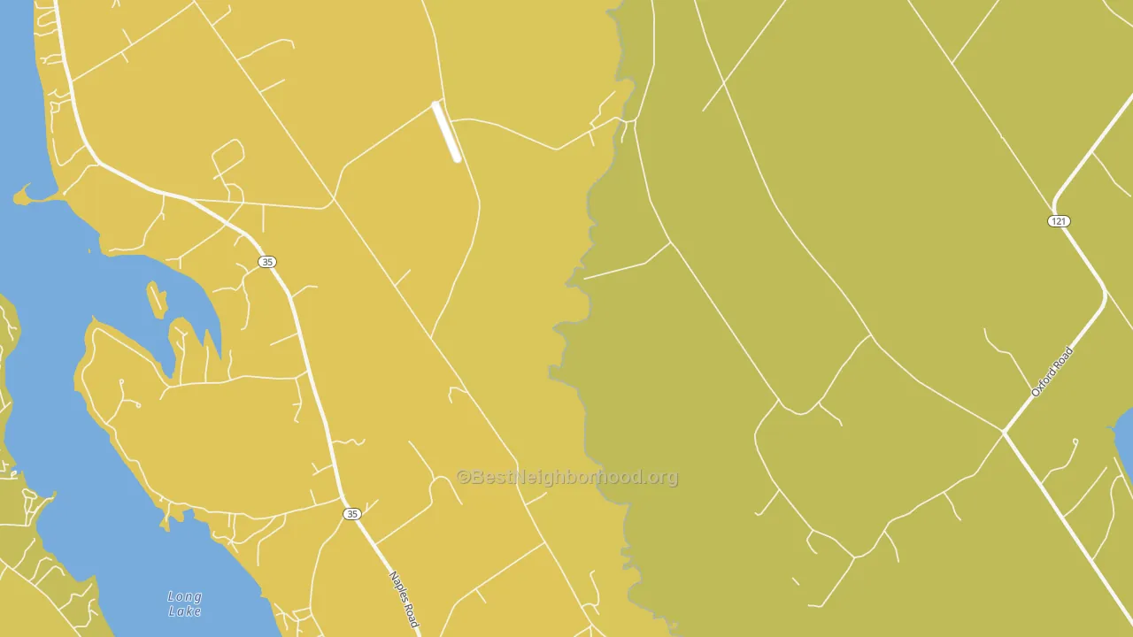 Map of the best neighborhoods in the Scribners Mill area, with better matches in green and worse matches in red