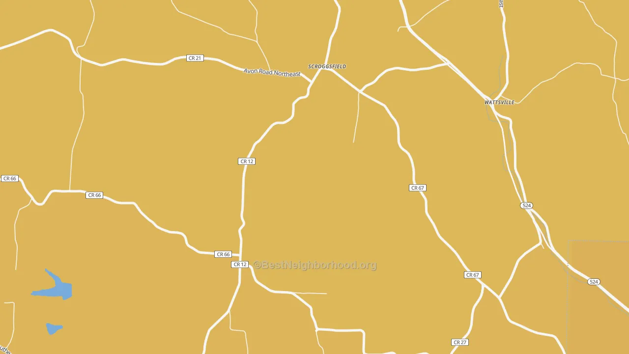 Map of the best neighborhoods in the Scroggsfield area, with better matches in green and worse matches in red