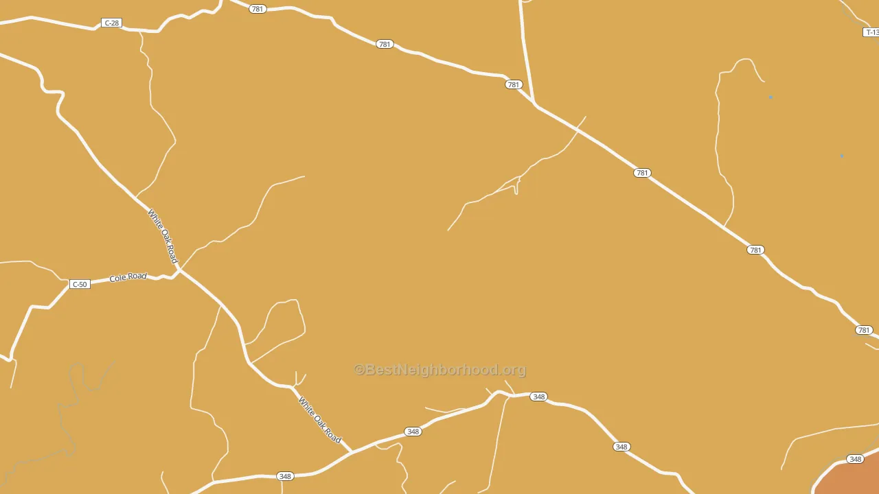 Map of the best neighborhoods in the Scrub Ridge area, with better matches in green and worse matches in red