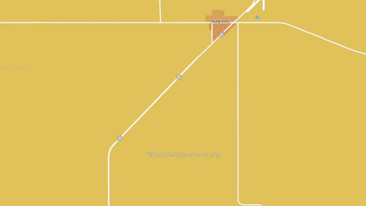 Map of the best neighborhoods in the Seagraves area, with better matches in green and worse matches in red