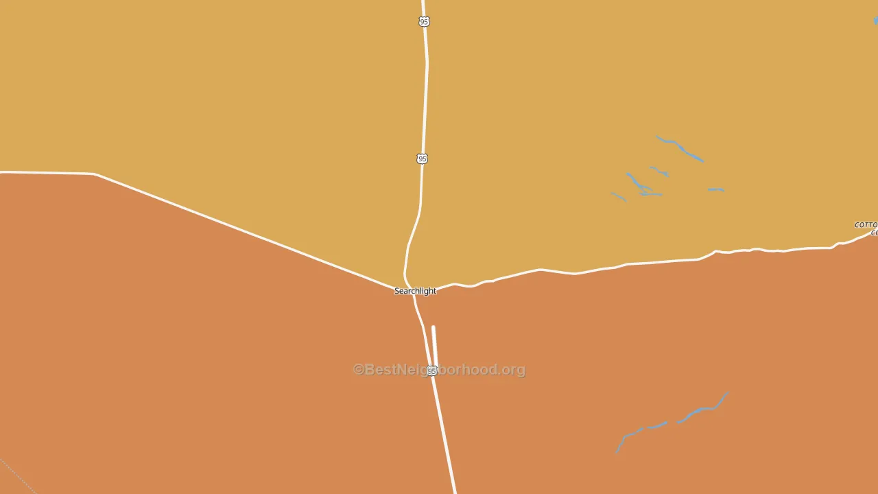 Map of the best neighborhoods in the Searchlight area, with better matches in green and worse matches in red